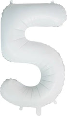 Number 5 Satin White (Helium) - 34 Inches