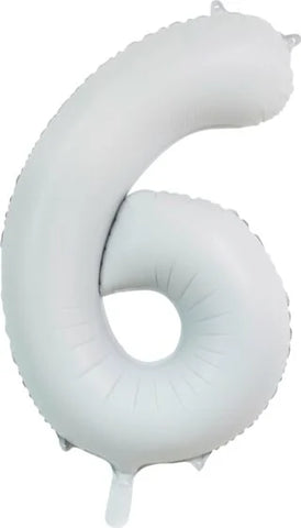 Number 6 Satin White (Helium) - 34 Inches