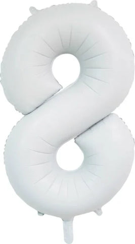 Number 8 Satin White (Helium) - 34 Inches