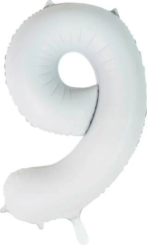 Number 9 Satin White (Helium) - 34 Inches