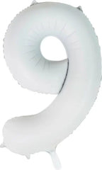 Number 9 Satin White (Helium) - 34 Inches