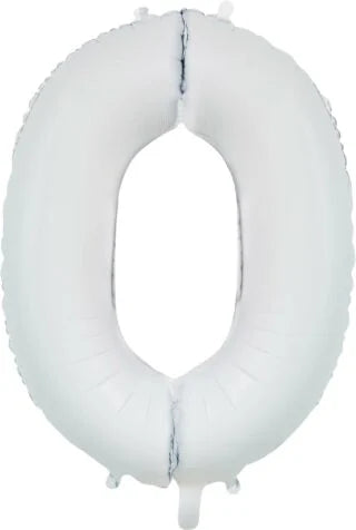 Number 0 Satin White (Helium) - 34 Inches