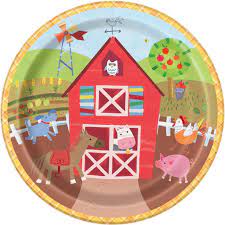 Paper Plates 9 Inches Farm Party- 8 Pc