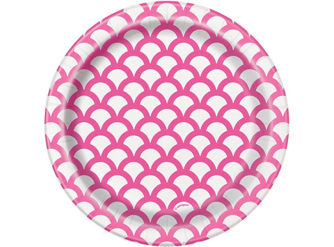 Paper Plates 7 Inches Hot Pink Scallop- 8 Pc