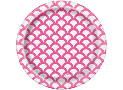 Paper Plates 7 Inches Hot Pink Scallop- 8 Pc