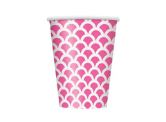 Paper Cups 355 ml Hot Pink Scallop- 8 Pc