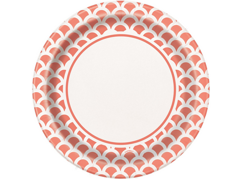 Paper Plates 9 Inches Coral Scallop- 8 Pc