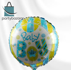 Round Congrats Baby Boy Bib (Helium) - 18 Inches