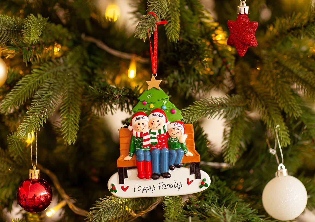 Personalised Ceramic Resin Ornament  Christmas bench for 3-1 pc