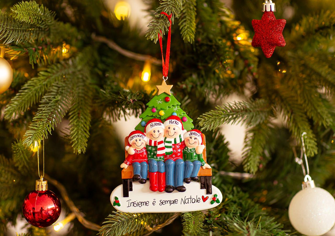 Personalised Ceramic Resin Ornament  Christmas bench for 4-1 pC