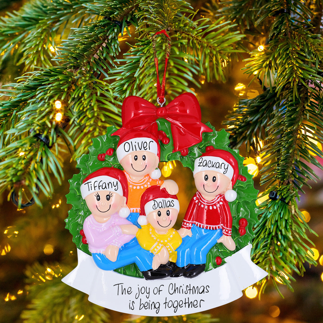 Personalised Ceramic Resin Ornament  Four on the christmas wreath-1 pc