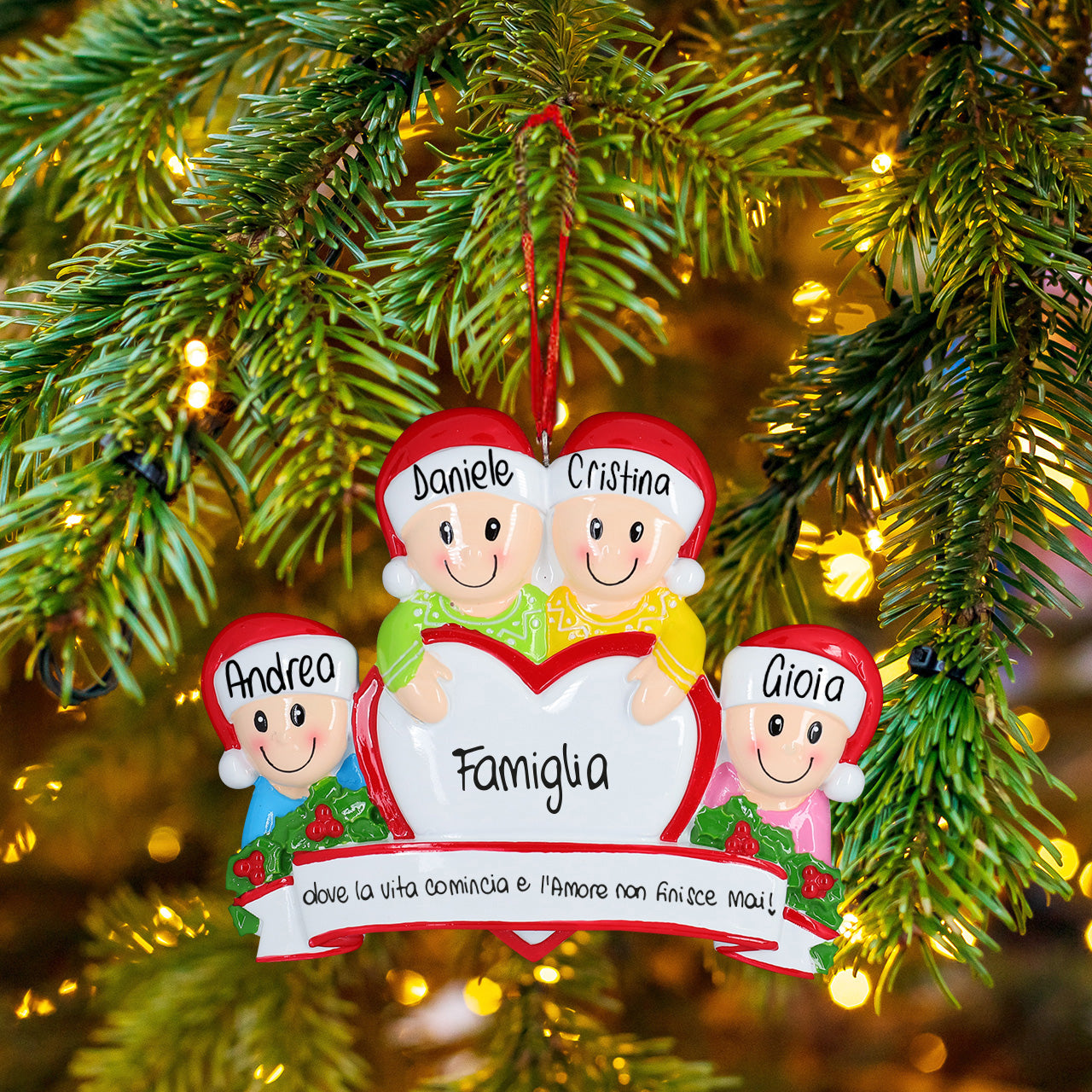 Personalised Ceramic Resin Ornament  Four with a heart-1 pc