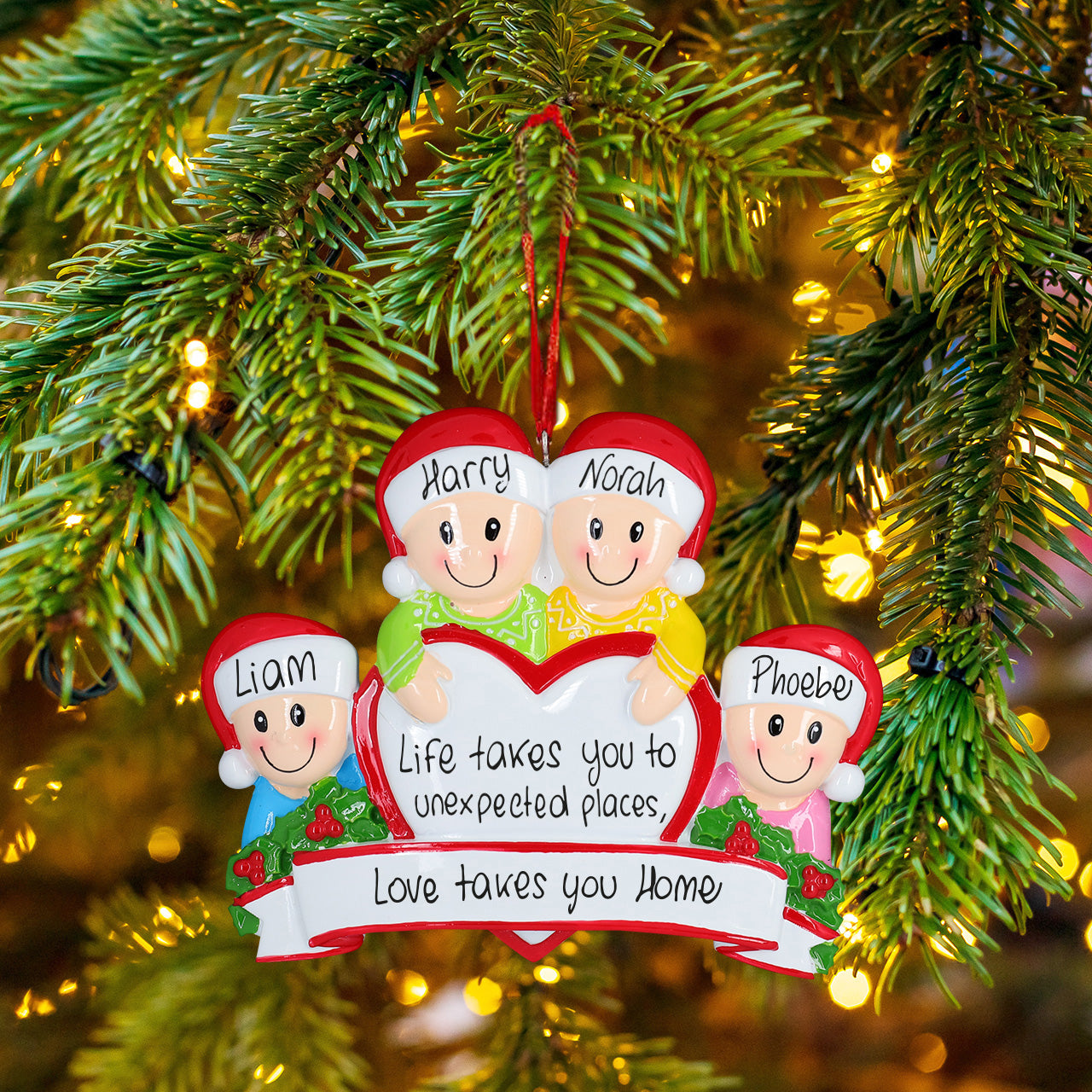 Personalised Ceramic Resin Ornament  Four with a heart-1 pc