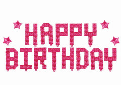 Happy Birthday ‑ Pink Matrix Balloon (Air-Filled) - 16 Inches