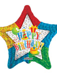 Birthday Patterned Star Prismatic Star Balloon