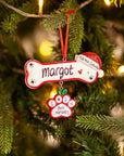 Personalised Ceramic Resin Ornament Bone with hat -1 pc