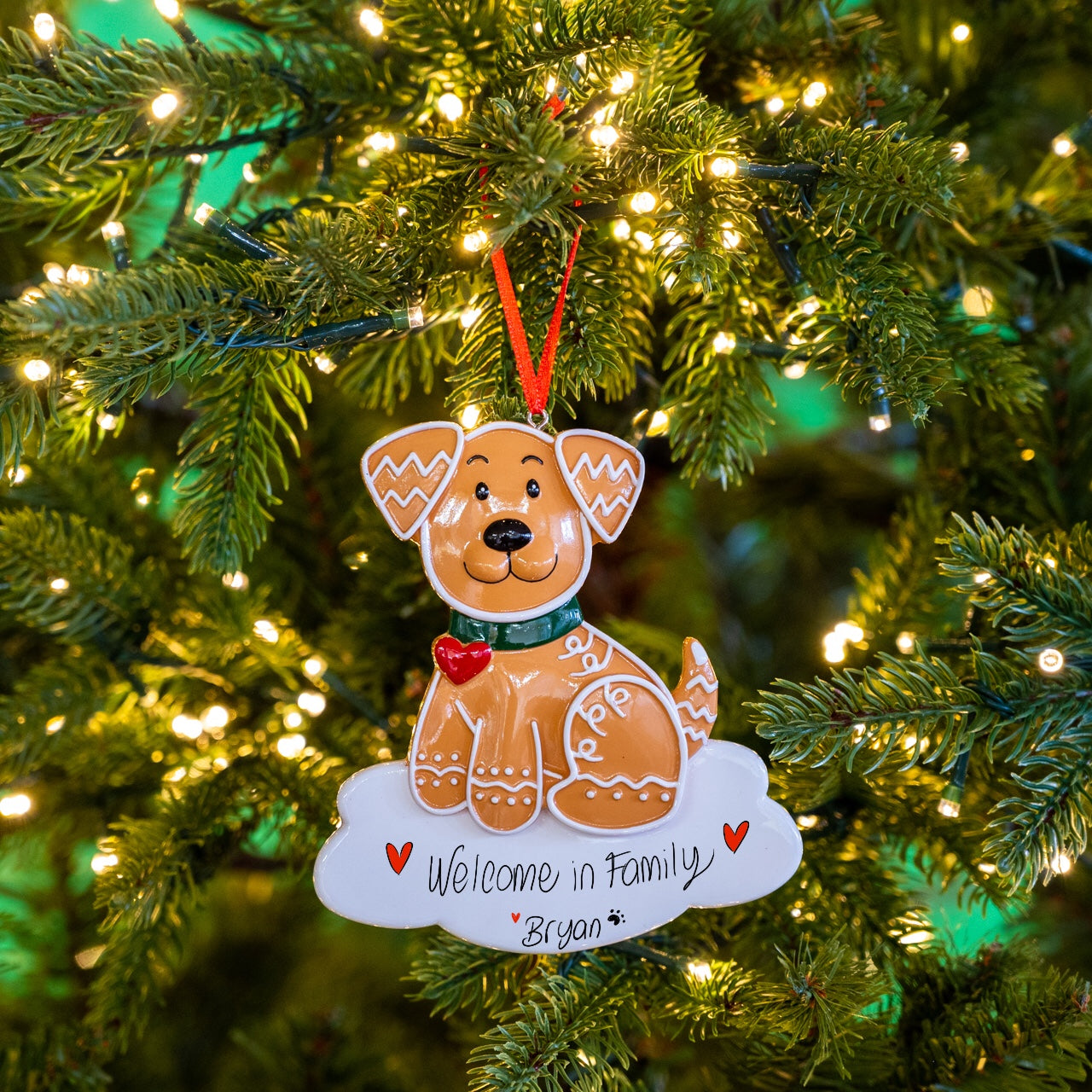 Personalised Ceramic Resin Ornament Gingerbread puppy -1 pc