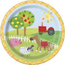 Paper Plates 8 Inches Farm Party- 8 Pc