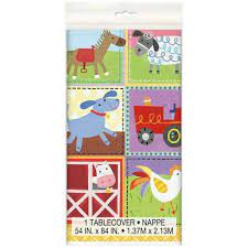 Plastic Table Cover 54In*84In Farm Party- 1 Pc