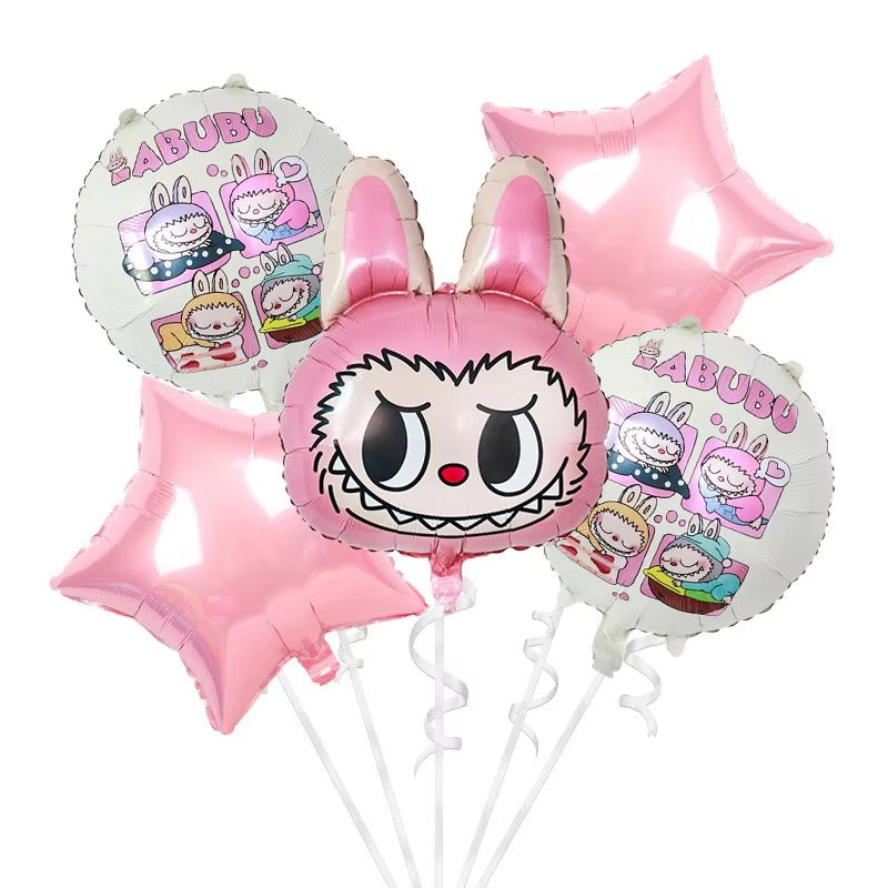 Labubu Head Pink  Foil Balloon (Pack of 5)