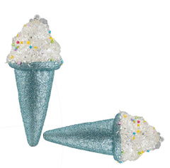 Blue Ice Cream Cone Ornament- 2Pc