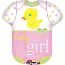 Baby Girl Body Suit Balloon (Helium) - 24 Inches