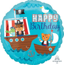 Round Pirate Ship Happy Birthday (Helium) - 18 Inches