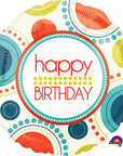 Round Happy Birthday Retro (Helium) - 18 Inches
