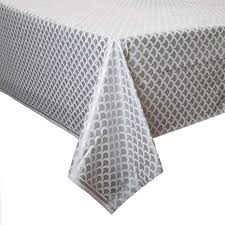 Plastic Table Cover 54In*84In Silver Scallop- 1 Pc