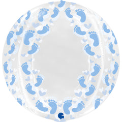 Bubble Transparent Blue Footprint (Helium) - 19 Inches