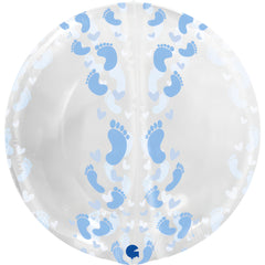 Bubble Transparent Blue Footprint (Helium) - 19 Inches