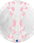 Bubble Transparent Pink Footprint (Helium) - 19 Inches