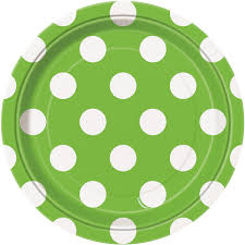 Paper Plates 7 Inches Lime Green Polka Dot- 8 Pc