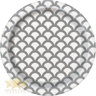 Paper Plates 7 Inches Silver Scallop- 8 Pc